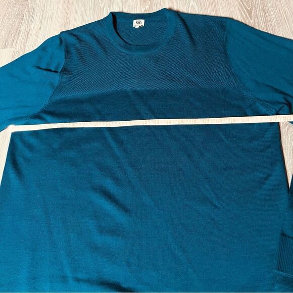Kin by John Lewis Relaxed Fit Sweater Teal Ocean Blue Merino Wool Blend XL NEW - Picture 3 of 9